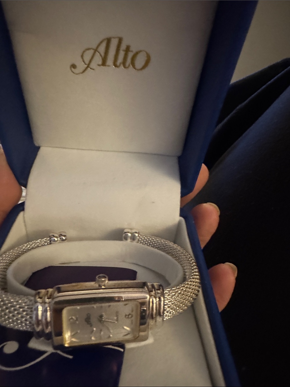 Alto Silver Mesh Bracelet cuff Watch - Silver in box